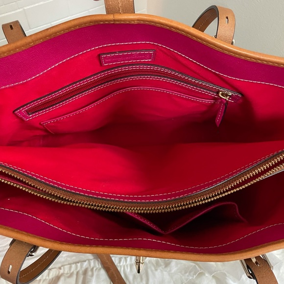Dooney & Bourke grey and tan leather tote bag